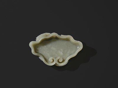 A CELADON JADE ‘LINGZHI’ BRUSH WASHER, QING DYNASTY