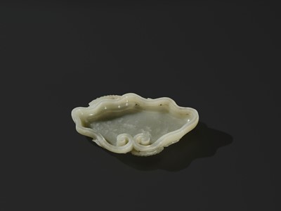 A CELADON JADE ‘LINGZHI’ BRUSH WASHER, QING DYNASTY