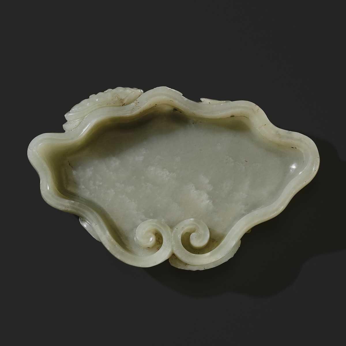 A CELADON JADE ‘LINGZHI’ BRUSH WASHER, QING DYNASTY