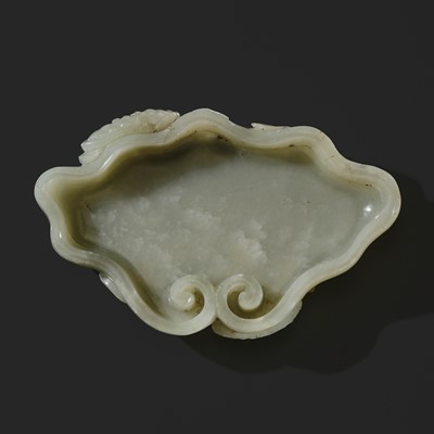 A CELADON JADE ‘LINGZHI’ BRUSH WASHER, QING DYNASTY