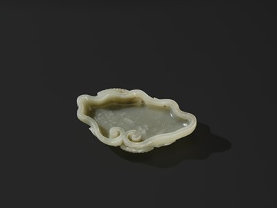 A CELADON JADE ‘LINGZHI’ BRUSH WASHER, QING DYNASTY