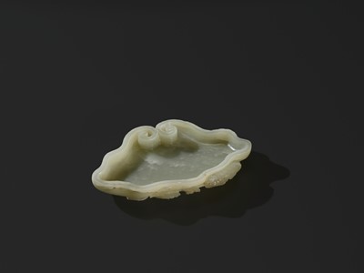 A CELADON JADE ‘LINGZHI’ BRUSH WASHER, QING DYNASTY