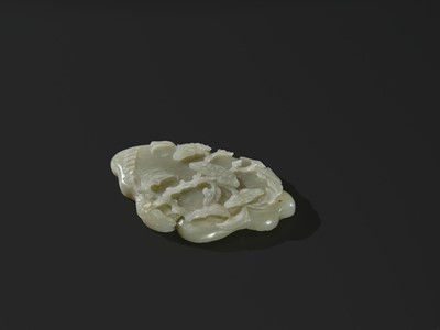 A CELADON JADE ‘LINGZHI’ BRUSH WASHER, QING DYNASTY