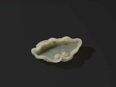 A CELADON JADE ‘LINGZHI’ BRUSH WASHER, QING DYNASTY