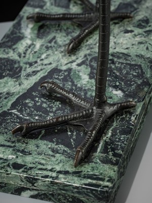 A VERY LARGE BRONZE FIGURE OF A CRANE