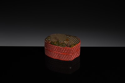 A THREE-COLORED LACQUER ‘MELON’ BOX AND COVER, QIANLONG PERIOD