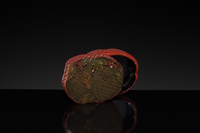A THREE-COLORED LACQUER ‘MELON’ BOX AND COVER, QIANLONG PERIOD