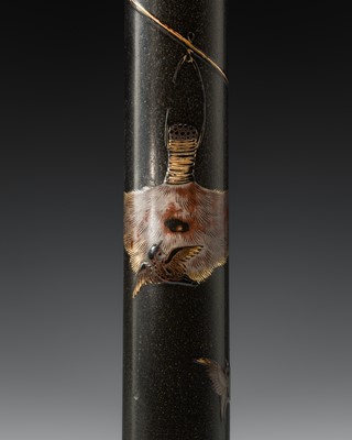 Lot 232 - SEIUN: A FINE LACQUERED SAGEMONO SET WITH SWALLOWS AND CEDAR BRANCHES