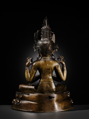 Lot 13 - A LARGE (56 CM) AND IMPORTANT BRONZE FIGURE OF SHADAKSHARI LOKESHVARA, CENTRAL TIBET, CIRCA 14TH CENTURY
