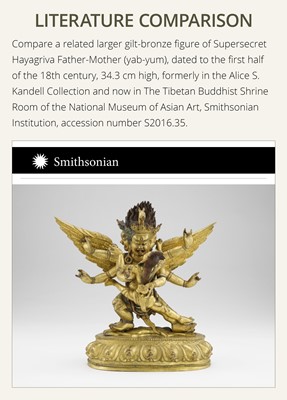 Lot 35 - A GILT-LACQUERED AND PAINTED SILVER FIGURE OF SUPERSECRET HAYAGRIVA AND CONSORT, TIBET, 18TH-19TH CENTURY
