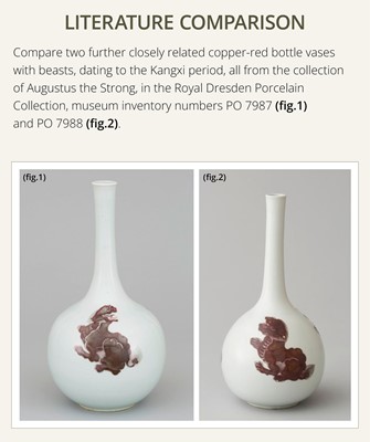 Lot 161 - AN ABSOLUTELY PERFECT AND THUS EXTREMELY RARE GILT AND COPPER-RED ‘THREE BEASTS’ BOTTLE VASE, KANGXI PERIOD
