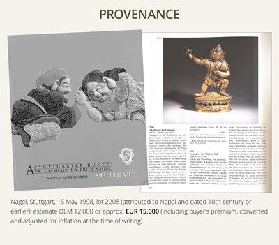 Lot 32 - A LARGE GILT-BRONZE FIGURE OF VAJRAPANI, TIBET, 16TH-17TH CENTURY