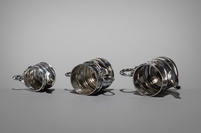 Lot 20 - KONOIKE: A THREE-PIECE SET OF JAPANESE EXPORT SILVER TEA AND COFFEE ‘BAMBOO’ SERVICE