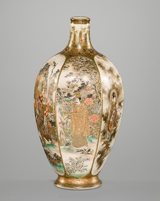 Lot 228 - KYOZAN: A FINE HEXAGONAL SATSUMA CERAMIC VASE