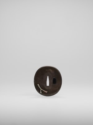 SUGIURA JOI: A SUPERB SHIBUICHI TSUBA WITH MANZAI DANCERS