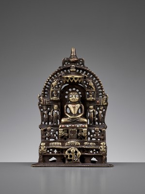 Lot 744 - A JAIN COPPER- AND SILVER-INLAID BRONZE ALLOY ALTAR SHRINE