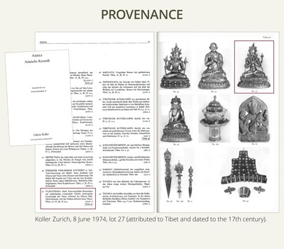 Lot 16 - AN INLAID GILT-BRONZE FIGURE OF VAJRADHARA, NEPAL, MALLA PERIOD, 15TH CENTURY