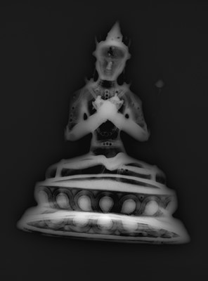 Lot 16 - AN INLAID GILT-BRONZE FIGURE OF VAJRADHARA, NEPAL, MALLA PERIOD, 15TH CENTURY