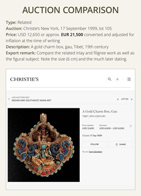 Lot 7 - A GEM- AND HARDSTONE-INLAID GOLD ‘VISHNU ON GARUDA’ DEITY EARRING, NEPAL, 17TH-18TH CENTURY