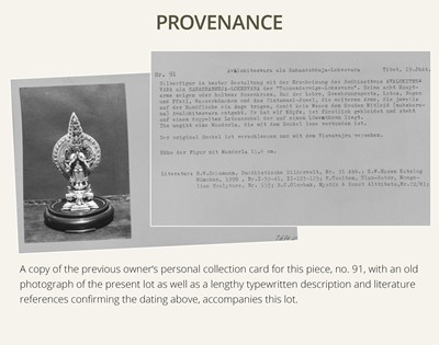 Lot 34 - A SILVER FIGURE OF AVALOKITESHVARA SAHASRABHUJA EKADASAMUKHA