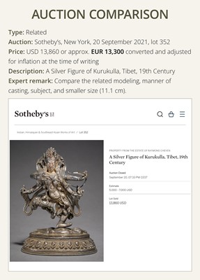 Lot 34 - A SILVER FIGURE OF AVALOKITESHVARA SAHASRABHUJA EKADASAMUKHA