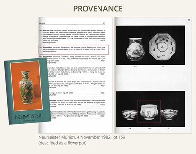 AN INSCRIBED BLUE AND WHITE ‘LUOHAN’ CENSER, KANGXI PERIOD