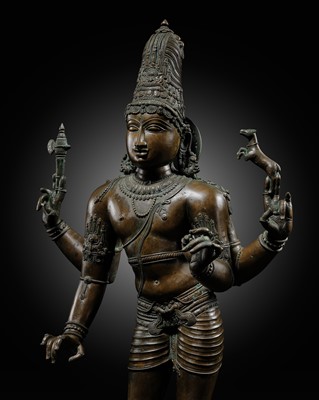 Lot 222 - A LARGE BRONZE FIGURE OF SHIVA VINADHARA, THE LORD OF MUSIC, 19TH - FIRST HALF OF 20TH CENTURY
