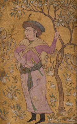 Lot 586 - A VERY FINE SAFAVID MINIATURE PORTRAIT OF A YOUNG MAN, IRAN, 17TH CENTURY