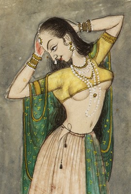 Lot 600 - AN EXCEPTIONAL COLLECTION OF THREE MINIATURE PAINTINGS WITH YOUNG LADIES, KISHANGARH, CIRCA 1740-1780