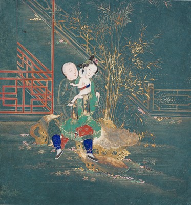 Lot 568 - A RARE ALBUM OF TEN EROTIC PAINTINGS, LATE QING DYNASTY
