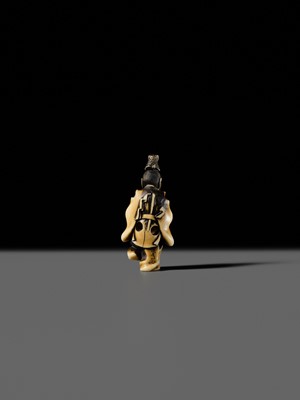 Lot 133 - HIDEMASA: A FINE IVORY NETSUKE OF A COURTIER