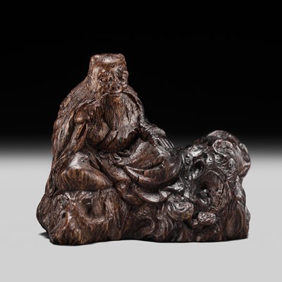 Lot 277 - HOICHI: A RARE WOOD NETSUKE OF SHINNO