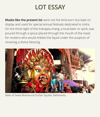 Lot 22 - A WOOD MASK DEPICTING BHAIRAVA, NEPAL, 16TH-17TH CENTURY