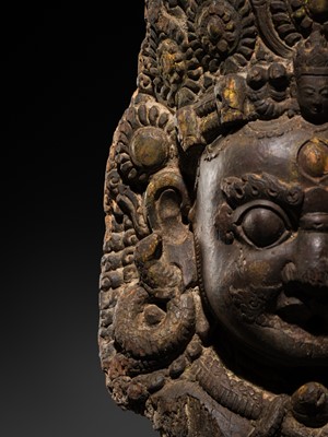 Lot 22 - A WOOD MASK DEPICTING BHAIRAVA, NEPAL, 16TH-17TH CENTURY