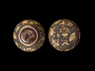 A FINE PARCEL-GILT BRONZE INCENSE POWDER BOX AND COVER, MING DYNASTY