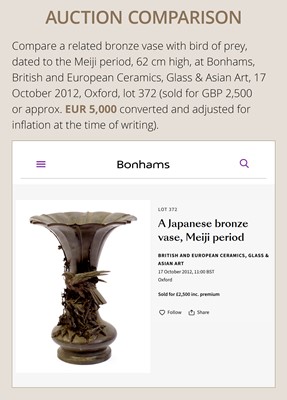 Lot 13 - A SUPERB AND LARGE ‘IRIS’ BRONZE VASE