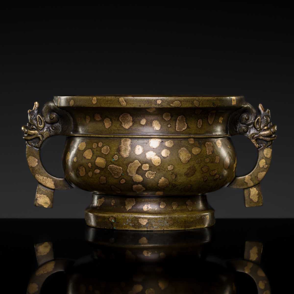 Gift Splashed Censer Lot 95 - A FINE GOLD-SPLASHED BRONZE CENSER, GUI, 17TH-