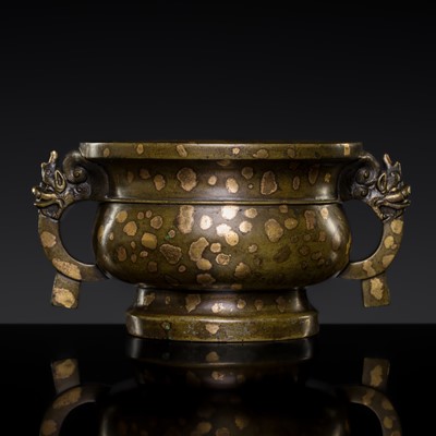 Lot 382 - A FINE GOLD-SPLASHED BRONZE CENSER, GUI, 17TH-18TH CENTURY