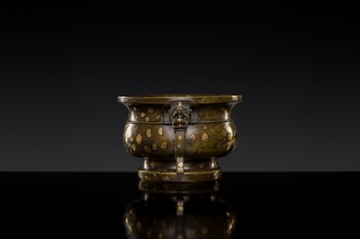 A FINE GOLD-SPLASHED BRONZE CENSER, GUI, 17TH-18TH CENTURY