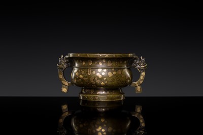 A FINE GOLD-SPLASHED BRONZE CENSER, GUI, 17TH-18TH CENTURY