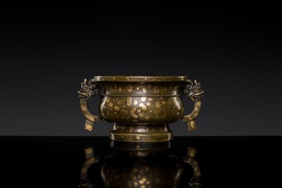 A FINE GOLD-SPLASHED BRONZE CENSER, GUI, 17TH-18TH CENTURY