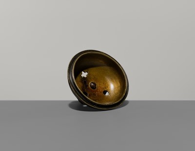 A BRONZE TRIPOD KORO (INCIENSE BURNER) AND COVER