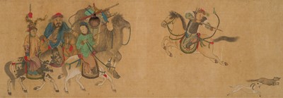 Lot 564 - ‘THE SPRINGTIME HUNT’ (YE CHUN SOU), BY MENGJIN, QING DYNASTY