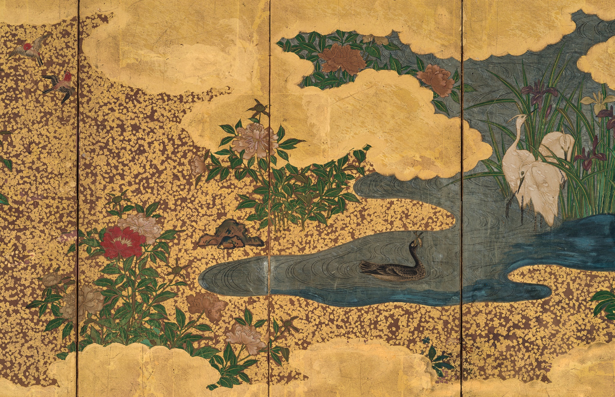 Lot 1319 - A SIX-PANEL BYOBU (FOLDING SCREEN) WITH A