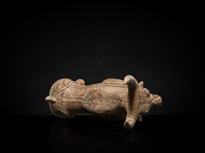 Lot 107 - A NEOLITHIC POTTERY ‘ZEBU’ FIGURE, KULLI CULTURE, CHALCOLITHIC PERIOD, 2300-2000 BC