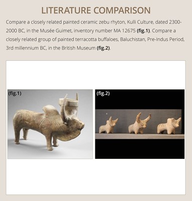 Lot 107 - A NEOLITHIC POTTERY ‘ZEBU’ FIGURE, KULLI CULTURE, CHALCOLITHIC PERIOD, 2300-2000 BC