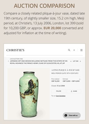 Lot 213 - A LARGE AND MASTERFUL PLIQUE-À-JOUR ‘DRAGON’ VASE