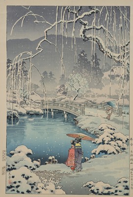 Lot 351 - TSUCHIYA KOITSU: SPRING SNOW AT MARUYAMA, KYOTO