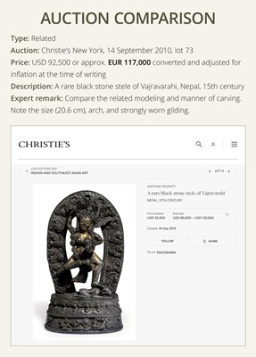 Lot 20 - A FINELY CARVED BLACK STONE FIGURE OF JAMBHALA, TIBET, 15TH-17TH CENTURY