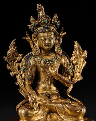 Lot 30 - A GILT-BRONZE FIGURE OF MAITREYA, TIBET, 16TH CENTURY